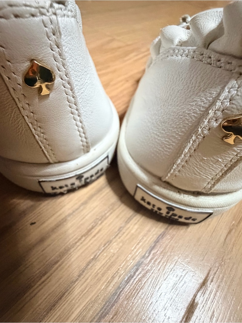 kate Spade “Lilly” Women’s White Leather Sneakers w/ Gold Spade Accent